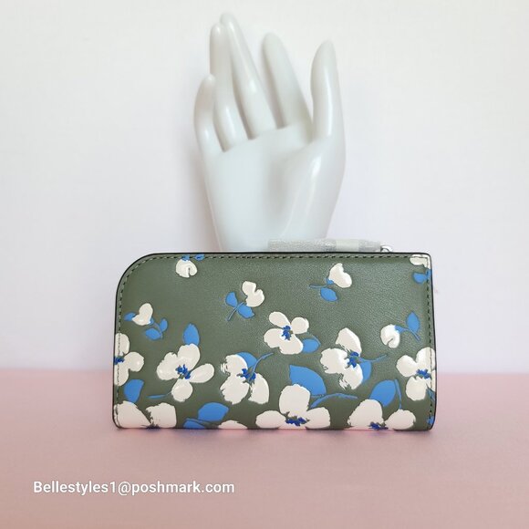 KATE SPADE Devin Painterly Bouquet SMALL Bifold Leather Wallet- Cedar Stand 🎈⭐ - Picture 7 of 16